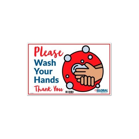 The Magnet Group GEC 8482; Please Wash Your Hands Sign, 16"W x 10"H, Wall Adhesive CP005821